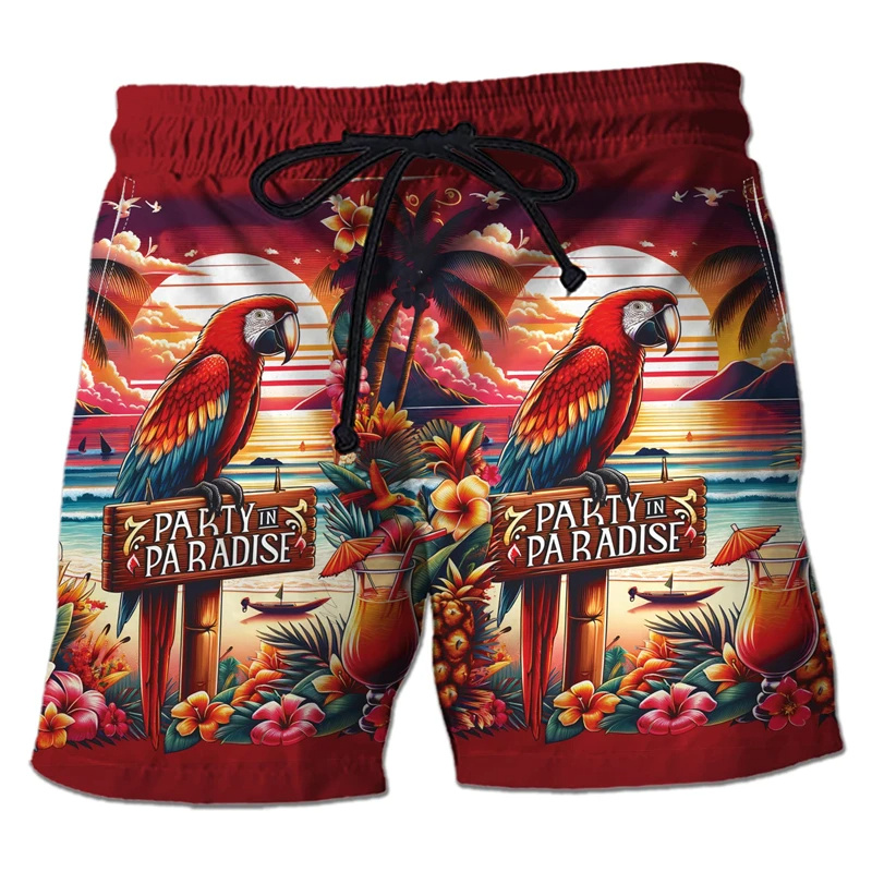 Trunks Board Surf - Pantalon court imprimé perroquet Toucan 3D